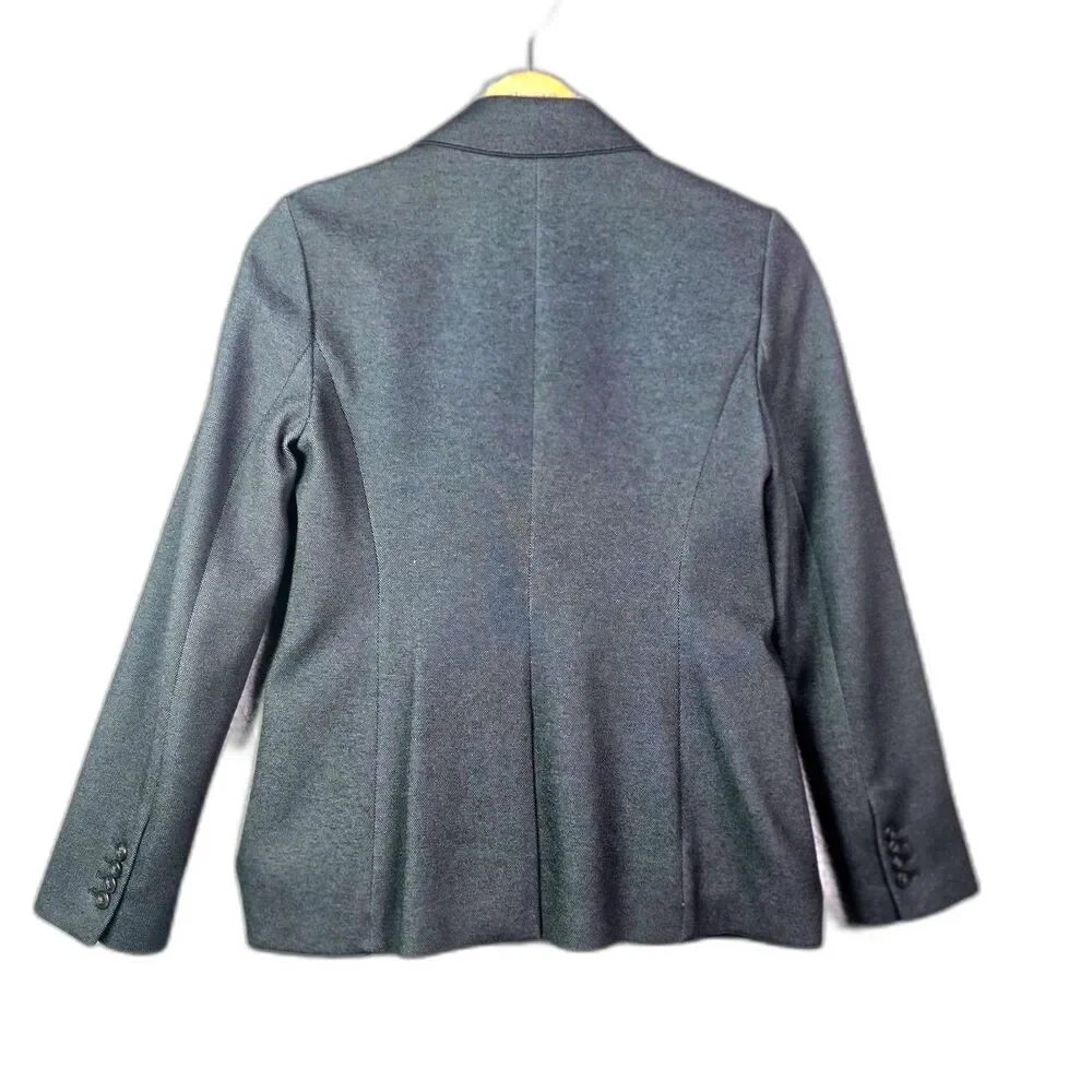Ann Taylor Textured Blazer Gray 4 Zipper Pocket Stretch Minimalist Workwear
